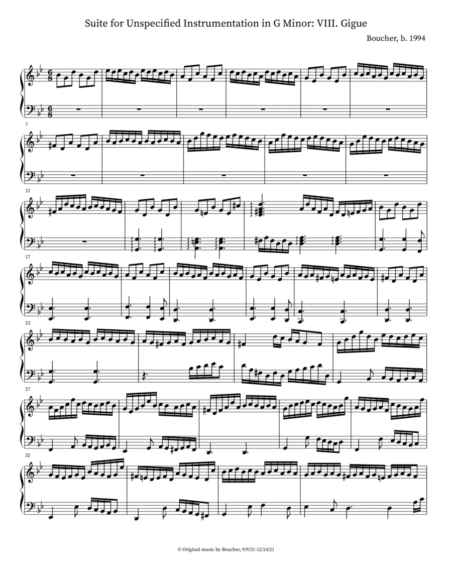 Suite for Unspecified Instrumentation in G Minor: VIII Gigue