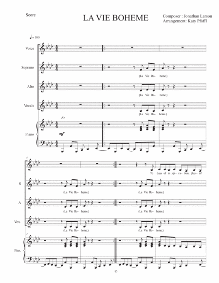La Vie Boheme (arr. Ben Houghton)