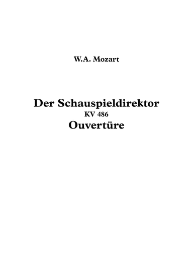 Der Schauspieldirektor KV 486 - Ouvertüre - W.A. Mozart (arr. Jope)