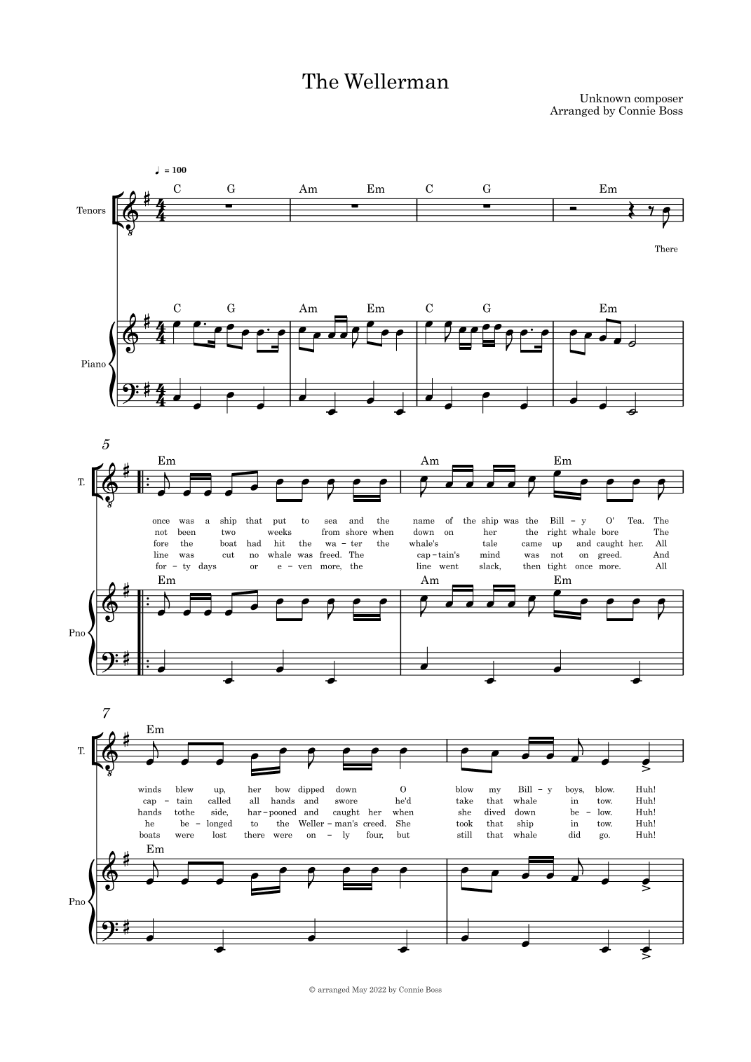 The Wellerman - Alto or Tenor and Piano (arr. Connie Boss)