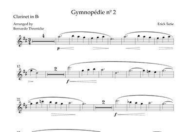 Gymnopédie nº 2 - For Clarinet in Bb (arr. Bernardo Thronicke)