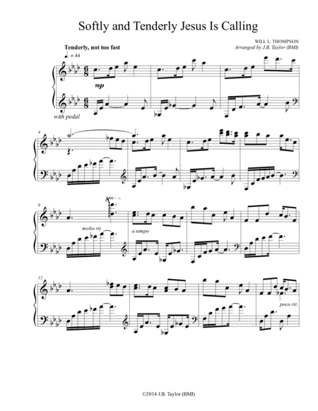 Softly and Tenderly Jesus Is Calling (arr. J.B. Taylor)