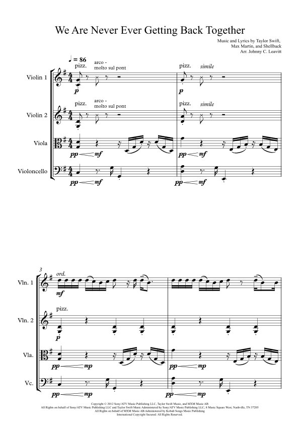 We Are Never Ever Getting Back Together (arr. Johnny C. Leavitt)