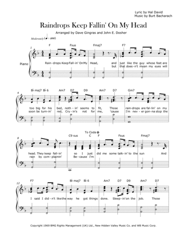 Raindrops Keep Fallin' On My Head (arr. Dave Gingras, John E. Dosher)