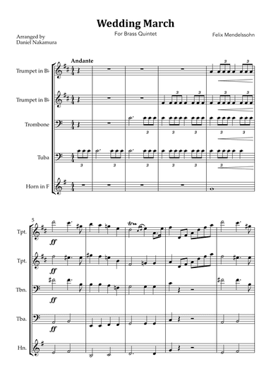 Wedding March (For Brass Quintet) (arr. Daniel Nakamura)