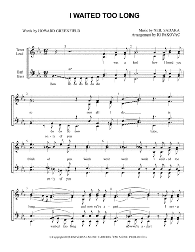 I Waited Too Long (arr. Ig Jakovac)