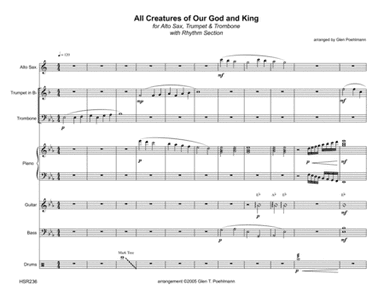 ALL CREATURES OF OUR GOD AND KING - Alto Sax, Trumpet, Trombone & Rhythm Section (arr. Glen Poehlmann)