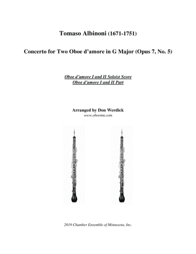 Concerto for Two Oboe d’amore in G Major, Op. 7 No. 5 (arr. Don Werdick (1946 - ))