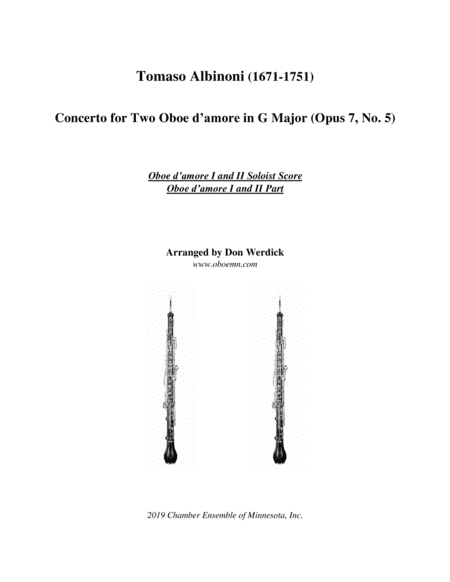 Concerto for Two Oboe d’amore in G Major, Op. 7 No. 5 (arr. Don Werdick (1946 - ))