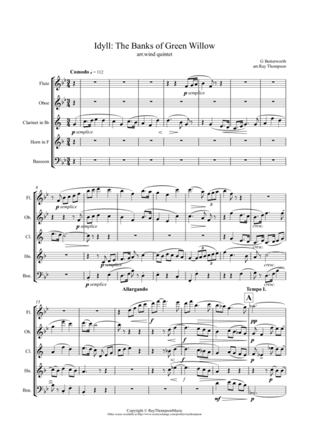 George Butterworth: The Banks of Green Willow (Idyll) - wind quintet (arr. Ray Thompson)