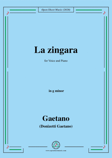 Donizetti-La Zingara,in g minor,for Voice and Piano (arr. MSM)