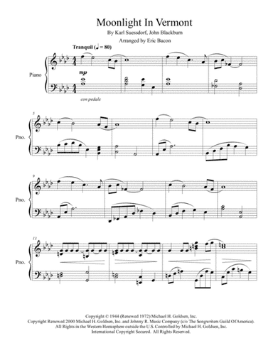 Moonlight In Vermont (arr. Eric Bacon)