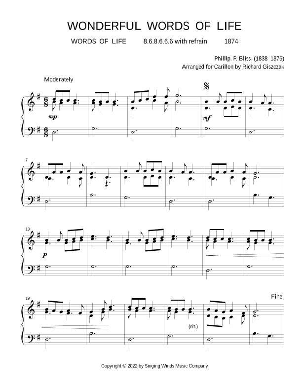 Wonderful Words of Life (WORDS OF LIFE) (arr. Richard Giszczak)