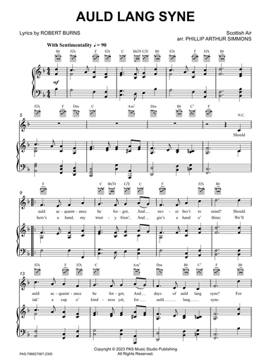 Auld Lang Syne (Keys: D, F) (arr. Phillip Arthur Simmons)