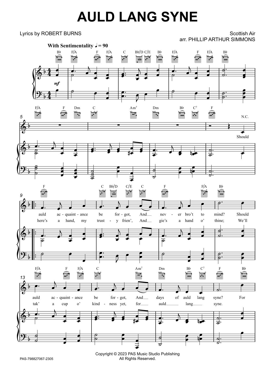 Auld Lang Syne (Keys: D, F) (arr. Phillip Arthur Simmons)