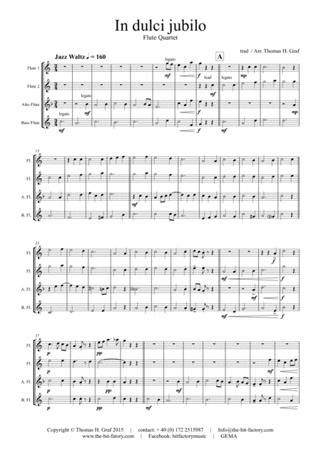 In dulci jubilo - Christmas Song - Jazz Waltz - Flute Quartet (arr. Thomas H. Graf)