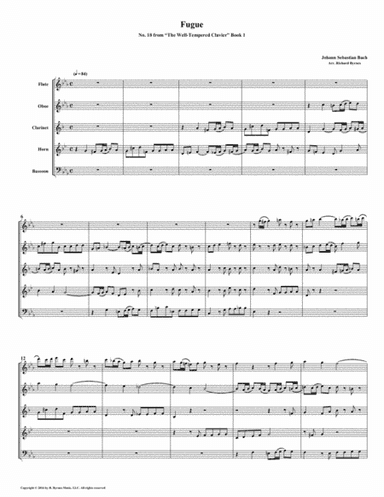 Fugue 18 from Well-Tempered Clavier, Book 1 (Woodwind Quintet) (arr. Richard Byrnes)