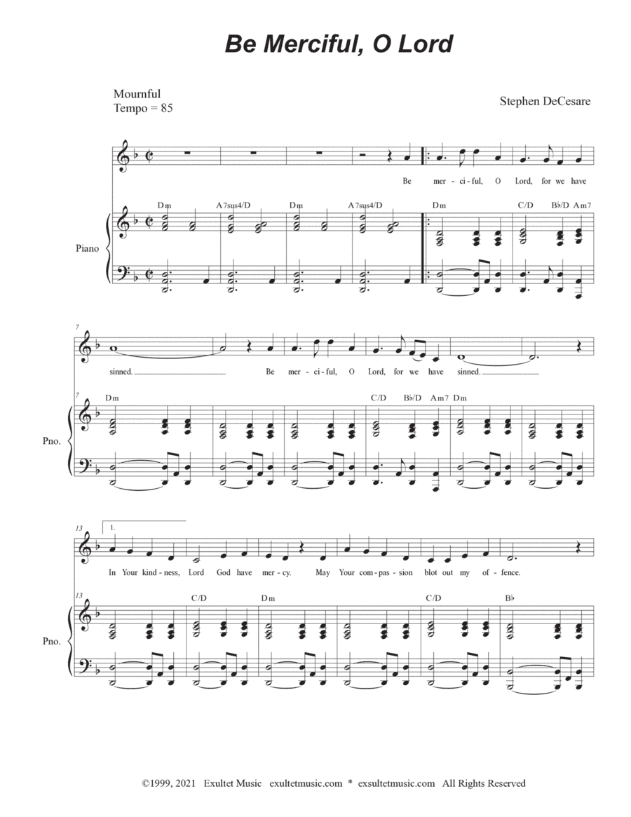 Be Merciful, O Lord (Vocal solo)