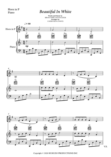 Beautiful In White (arr. Cássio Silva Chaves)