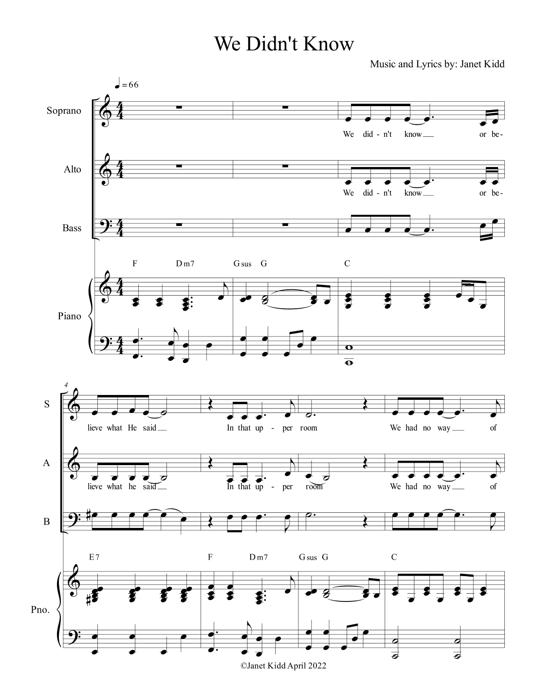 We Didn't Know - from Easter Vigil Cantata