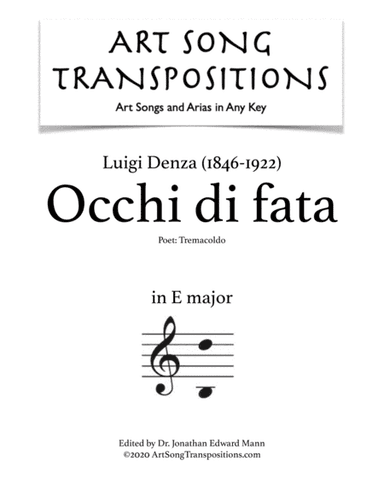 DENZA: Occhi di fata (transposed to E major) (arr. ArtSongTranspositions.com)