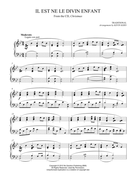 Il Est Ne Le Divin Enfant (arr. Kevin Kern)