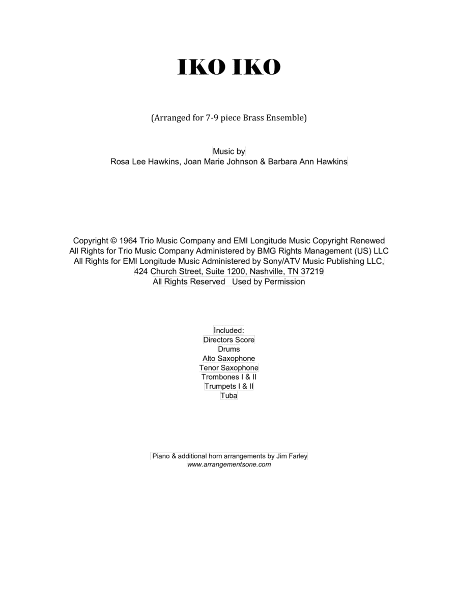 Iko Iko (arr. Jim Farley www.arrangementsone.com)