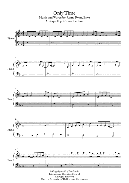 Only Time (arr. Roxana Belibou)