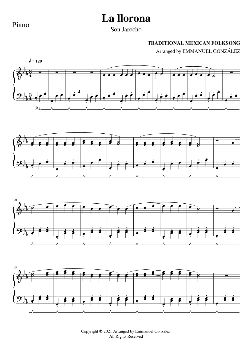 La llorona - Traditional Mexican Folksong (arr. Emmanuel González)