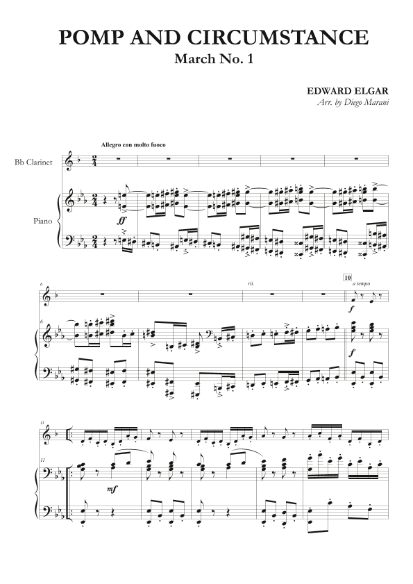 Pomp and Circumstance March No. 1 for Clarinet and Piano (arr. Diego Marani)