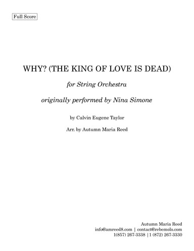 Why? (the King Of Love Is Dead) (arr. Autumn Maria Reed)