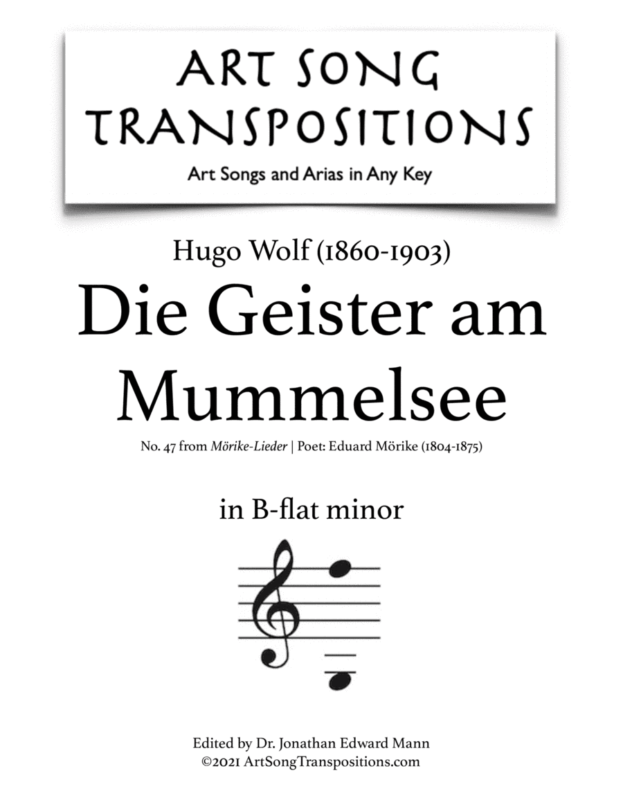 WOLF: Die Geister am Mummelsee (transposed to B-flat minor) (arr. ArtSongTranspositions.com)