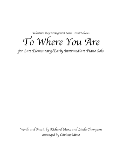 To Where You Are (arr. Christina Misso)