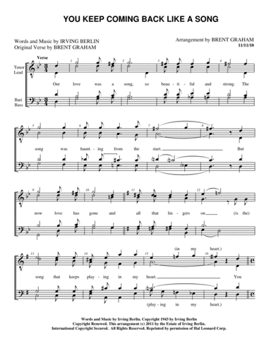 You Keep Coming Back Like A Song (arr. Brent Graham)