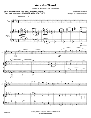 WERE YOU THERE? - FLUTE or ALTO FLUTE with Piano Accompaniment (arr. Glen Poehlmann)
