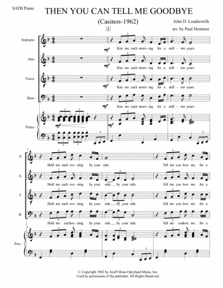 Then You Can Tell Me Goodbye (arr. Paul Hemmer)
