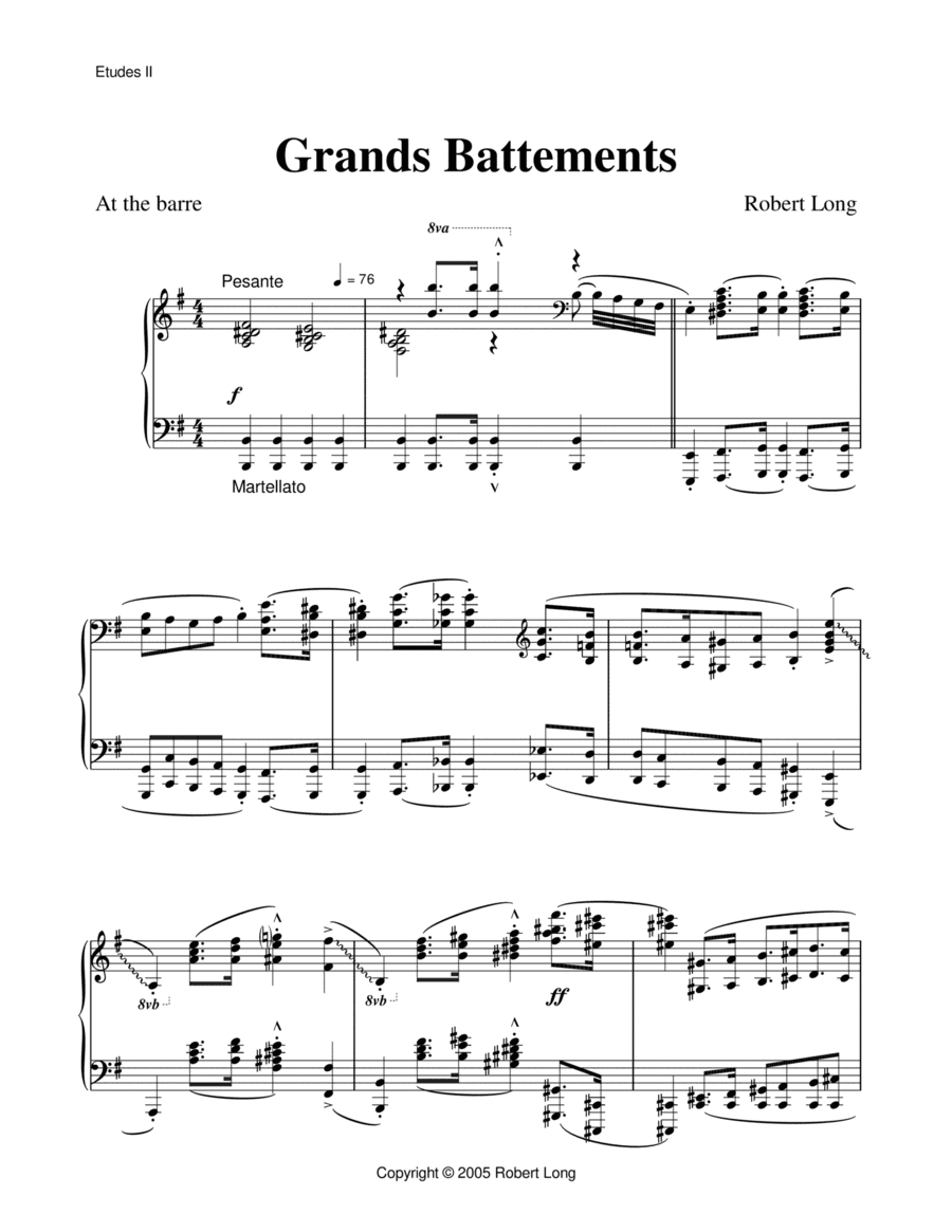 Ballet Piano Sheet Music: Grands Battements from Etudes II