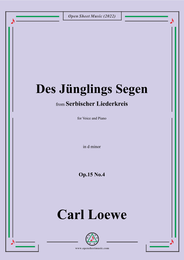 Loewe-Des Junglings Segen,in d minor,Op.15 No.4 (arr. OSM Press)