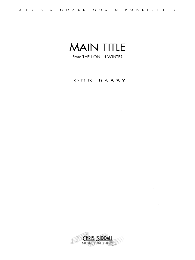 The Lion In Winter - Score Only (arr. Chris Siddall)