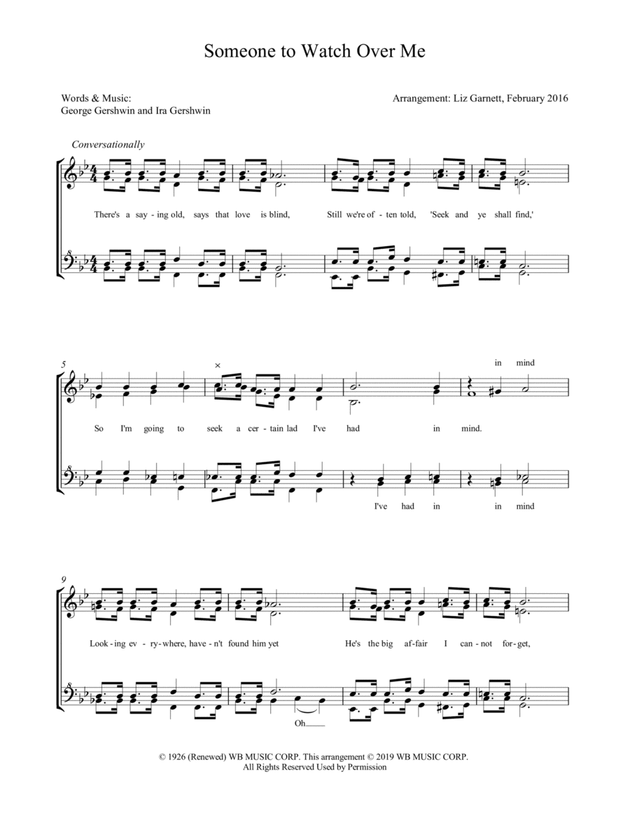 Someone To Watch Over Me (arr. Liz Garnett)