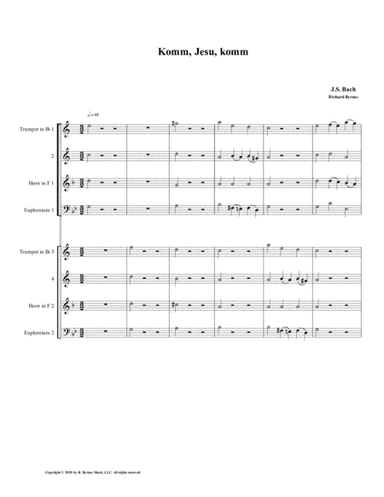 Komm, Jesu, komm (motette) by J.S. Bach (Double Brass Choir) (arr. Richard Byrnes)