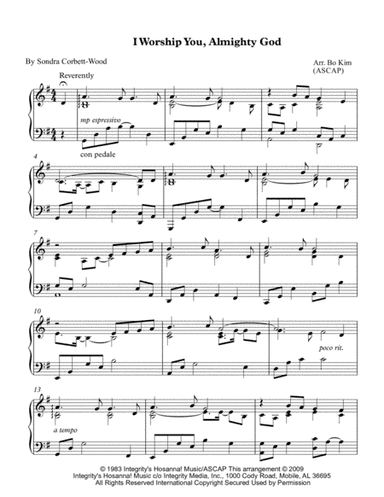 I Worship You, Almighty God (arr. Bo Kim)