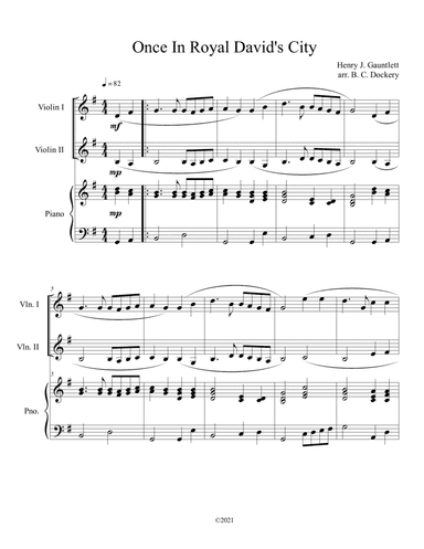 Once in Royal David's City (Violin Duet with Piano Accompaniment) (arr. B. C. Dockery)