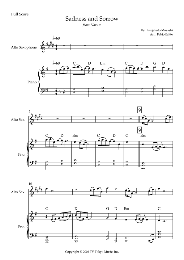 Sadness And Sorrow (arr. Fabio Britto)