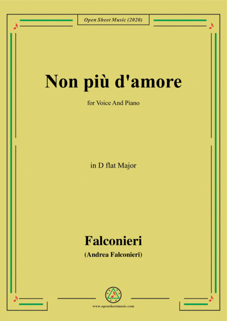 Falconieri-Non più d'amore,in D flat Major,for Voice and Piano (arr. MSM)