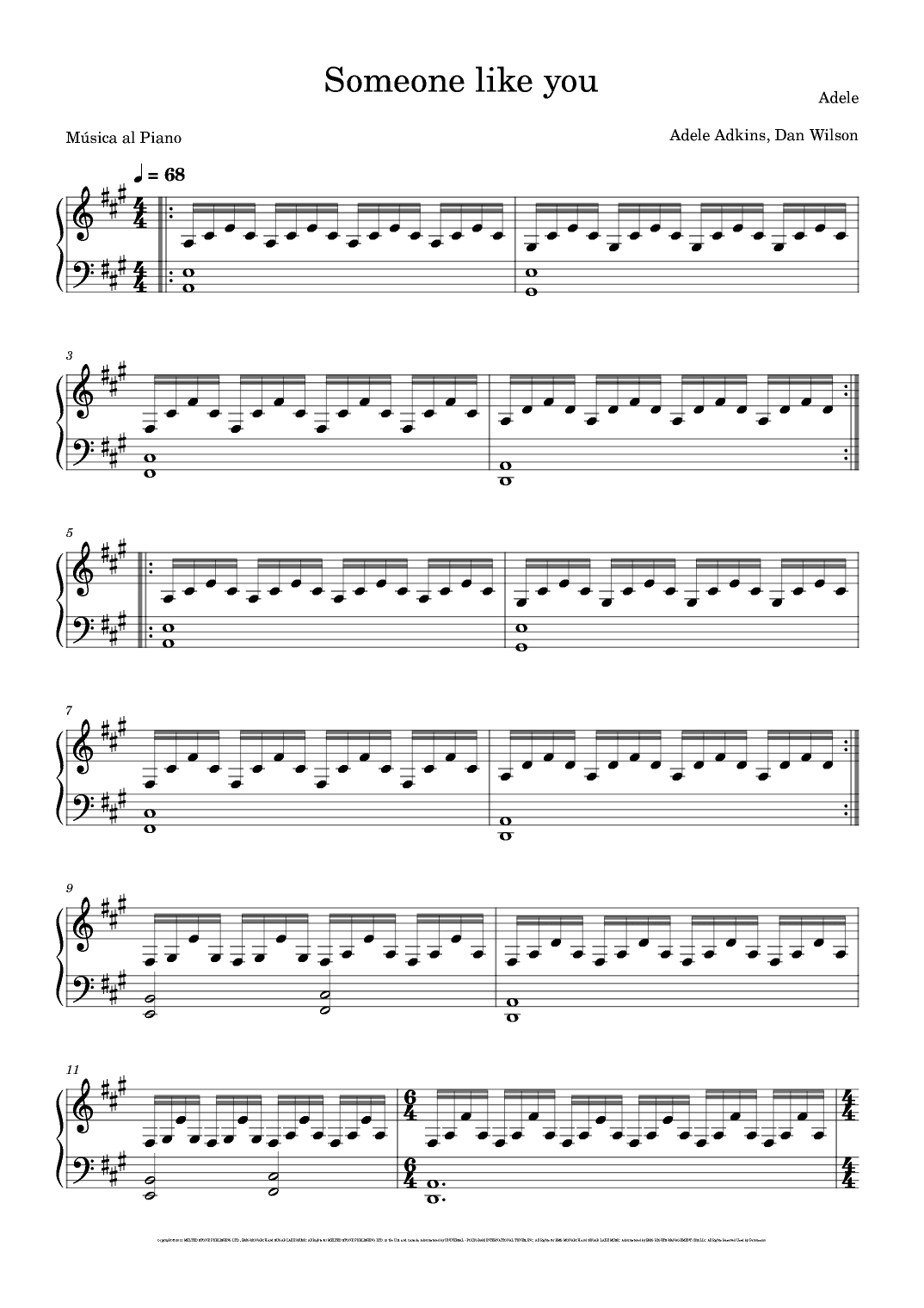 Someone Like You (arr. Música al Piano)