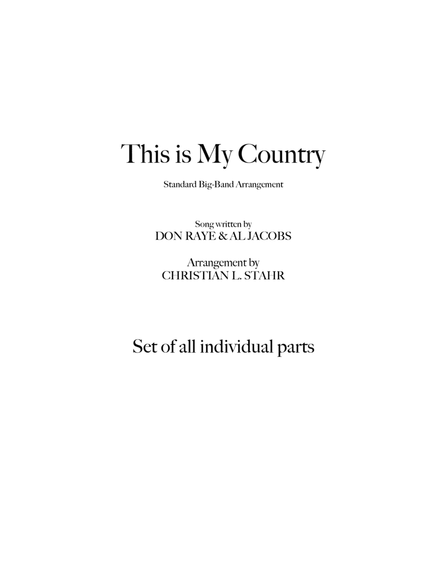 This is My Country (Set of individual parts) (arr. Christian L. Stahr)