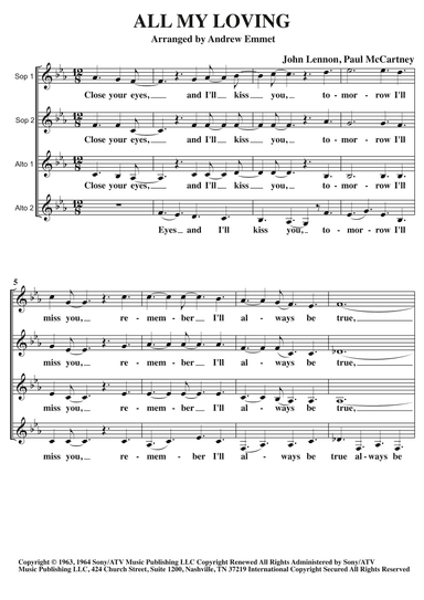 All My Loving (arr. Andrew Emmet)