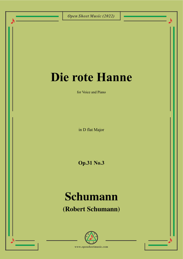 Schumann-Die rote Hanne,Op.31 No.3,in D flar Major (arr. OSM Press)