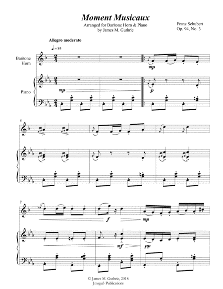 Schubert: Moment Musicaux for Baritone Horn & Piano (arr. James M. Guthrie, ASCAP)